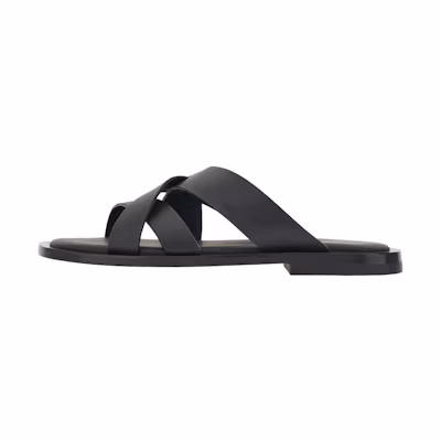 FERRAGAMO Salvatore Woven Crossover Lace Slide 'Black'