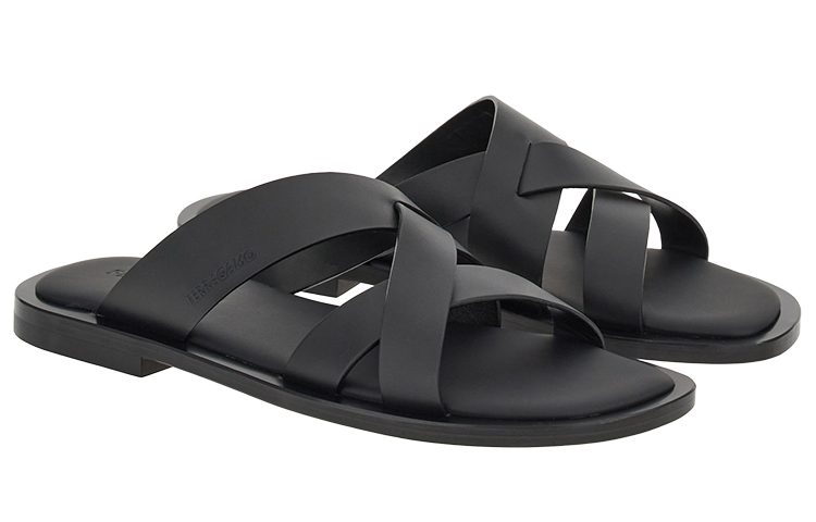 FERRAGAMO Salvatore Woven Crossover Lace Slide 'Black' 圖 2