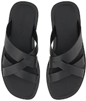 Lookbook FERRAGAMO菲拉格慕 交錯編織繫帶 一字拖鞋 男款 黑色