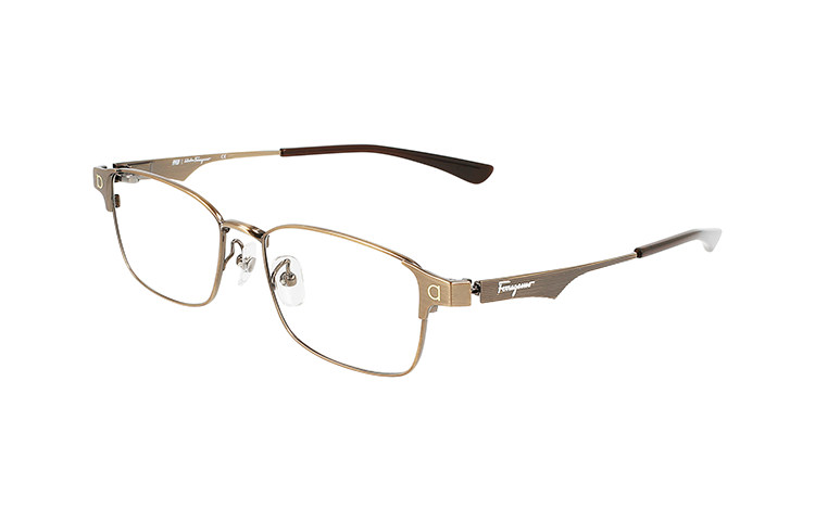 Order FERRAGAMO SF999.9 金色鈦金屬方框光學眼鏡 中性款 標誌鏡框. SF9005