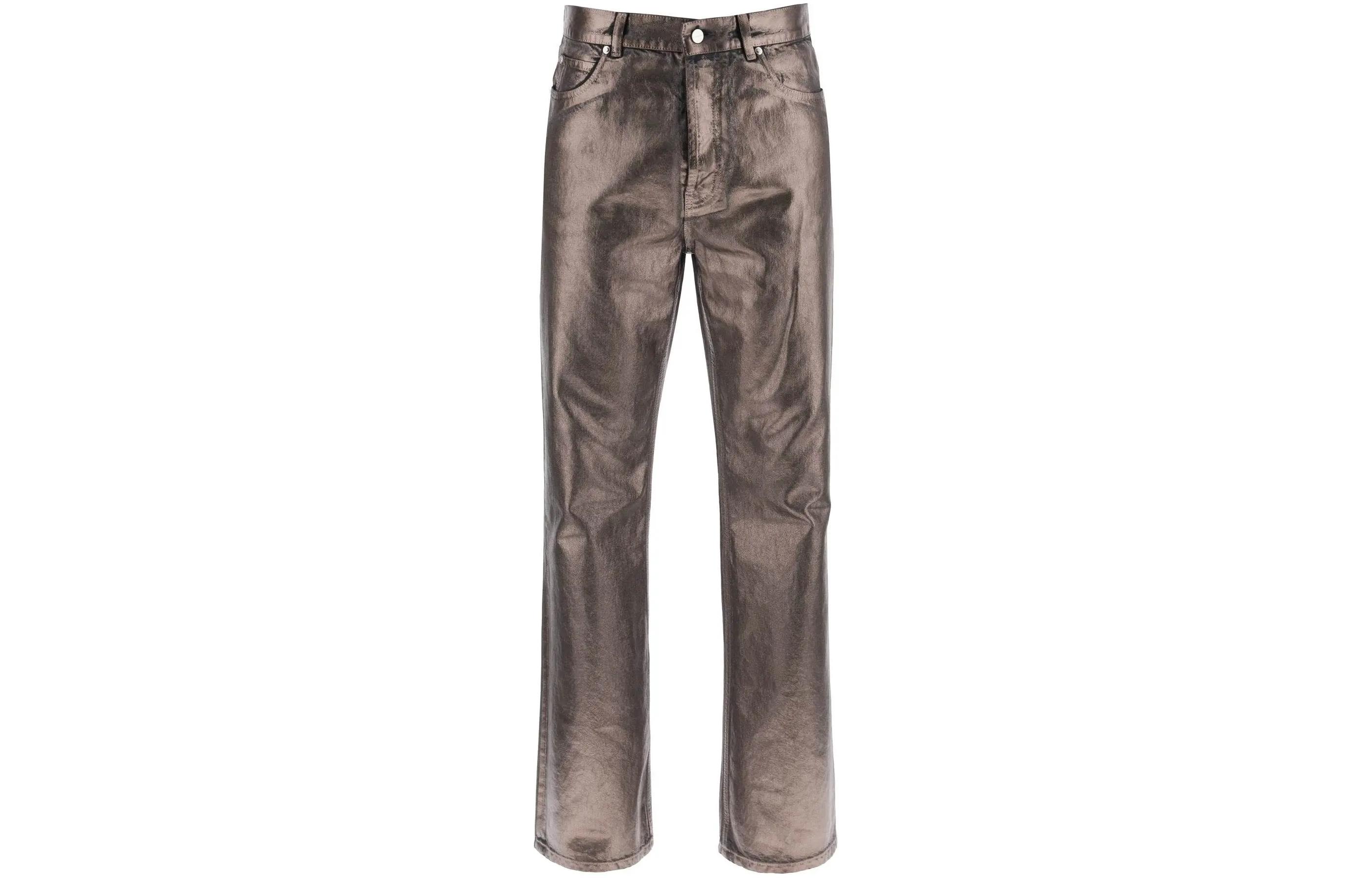 Ferragamo Slim Fit Metallic Straight-Leg Jeans with Zipper. 1436760771755