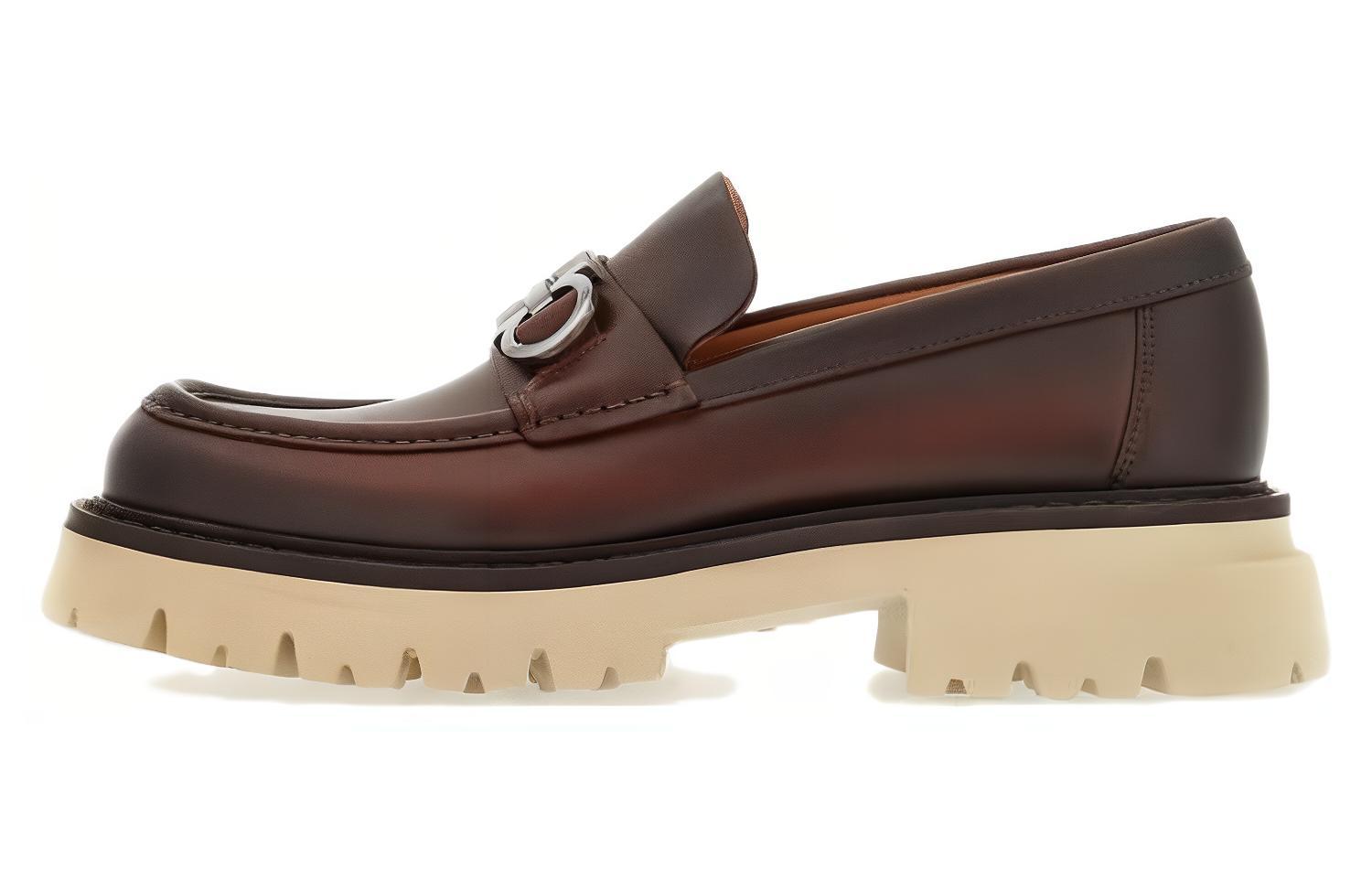 Ferragamo Slip-On Loafers in Red Brown Leather 021596 769049