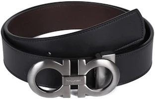 FERRAGAMO Smooth Buckle Leather Belt Black 3.5cm Leather Strap 464231 FERRAGAMO Smooth Buckle Leather Belt Black 3.5cm Leather Strap 464231