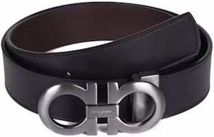 Order FERRAGAMO 平滑皮革黑色皮帶 3.5公分皮帶扣 464231