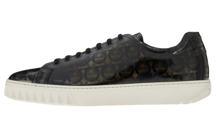 FERRAGAMO Cube Gancini-Print Sneakers Gray 'Black'