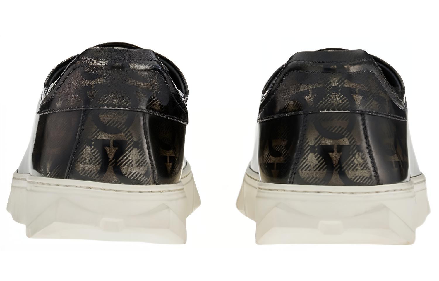 FERRAGAMO Cube Gancini-Print Sneakers Gray 'Black' 圖 4