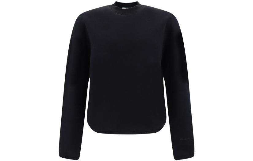 FERRAGAMO Solid Color Crewneck Pullover Sweatshirt - Black 766553