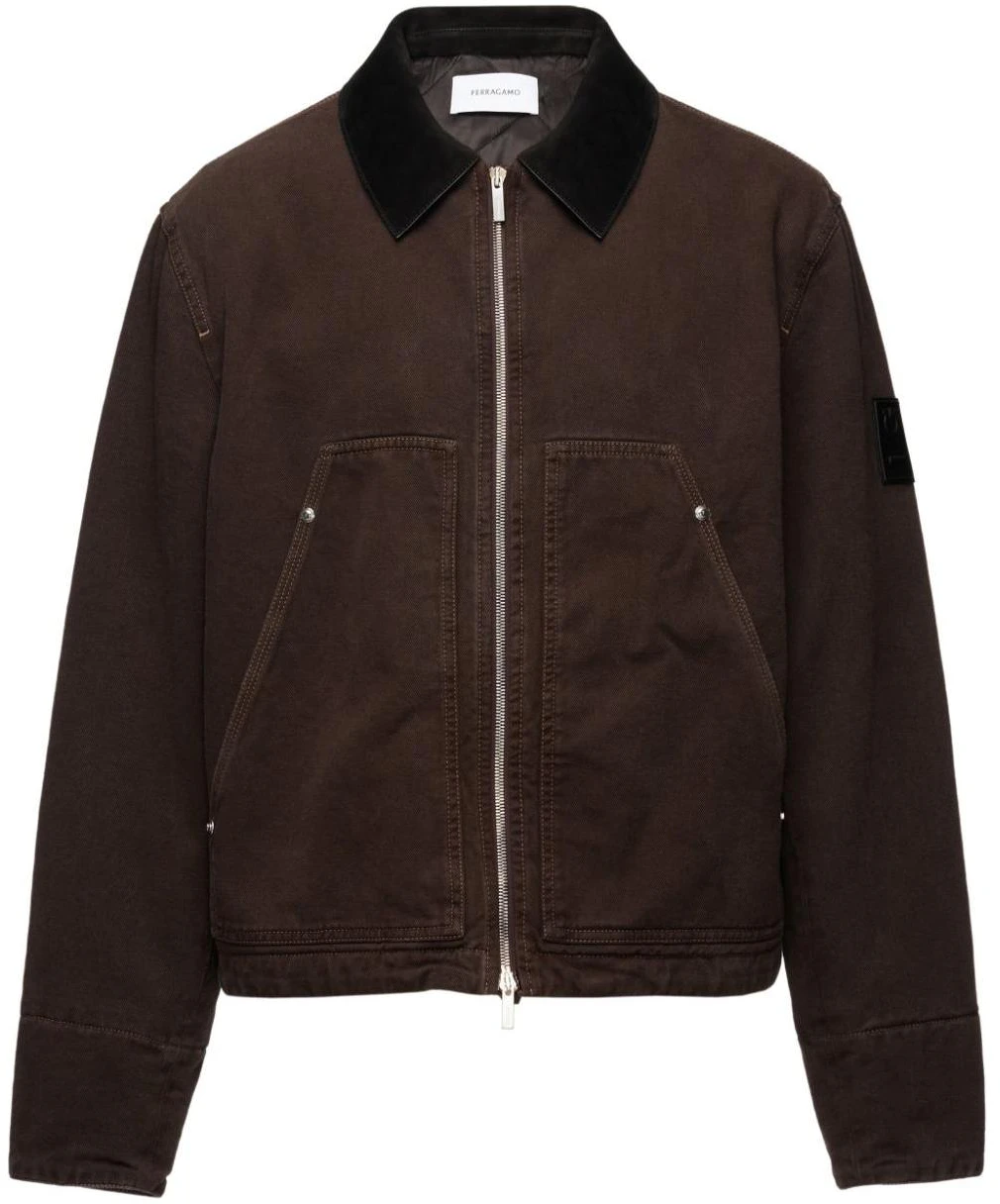 ferragamo-solid-logo-patch-casual-long-sleeve-jacket-dark-brown-771229