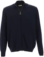 FERRAGAMO Solid Navy Blue Zip-Up Jacket 120629742956002 FERRAGAMO Solid Navy Blue Zip-Up Jacket 120629742956002