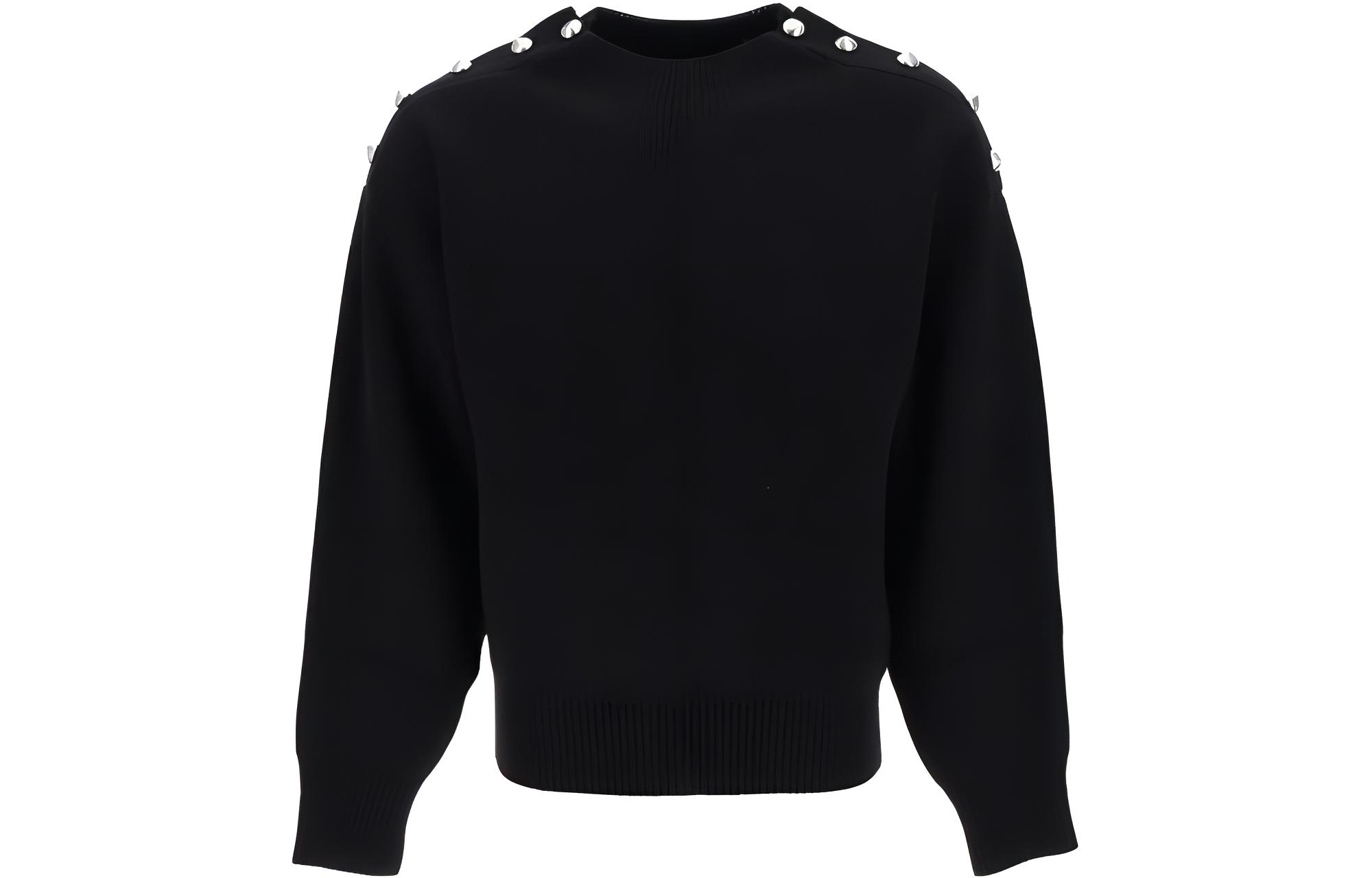 FERRAGAMO SS23 Black Solid Color Crewneck Long-Sleeve Sweatshirt 1221900766502NERO