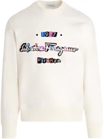 FERRAGAMO SS23 Crewneck Letter Long-Sleeve Sweatshirt Off-White 758960 FERRAGAMO SS23 Crewneck Letter Long-Sleeve Sweatshirt Off-White 758960