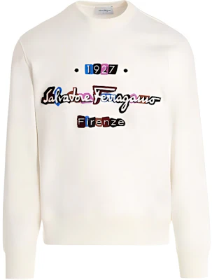 FERRAGAMO SS23 Crewneck Letter Long-Sleeve Sweatshirt Off-White 758960 Buy FERRAGAMO SS23 Crewneck Letter Long-Sleeve Sweatshirt Off-White 758960