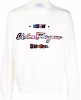 FERRAGAMO SS23 White Flocked Logo Sweatshirt Casual Wear 121917 FERRAGAMO SS23 White Flocked Logo Sweatshirt Casual Wear 121917