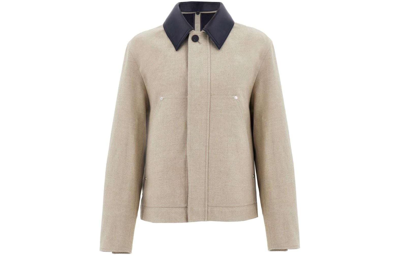 FERRAGAMO SS24 Beige Solid Color Long-Sleeve Casual Jacket 774146