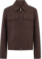 FERRAGAMO SS24 Brown Embossed Logo Zip-Up Jacket for Men 777816 FERRAGAMO SS24 Brown Embossed Logo Zip-Up Jacket for Men 777816