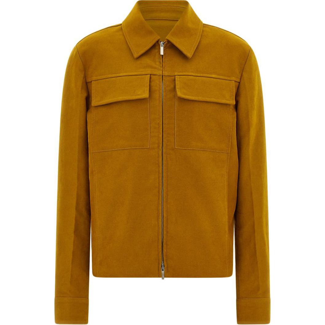 FERRAGAMO SS24 Mustard Yellow Long Sleeve Zip Jacket with Pockets 777814