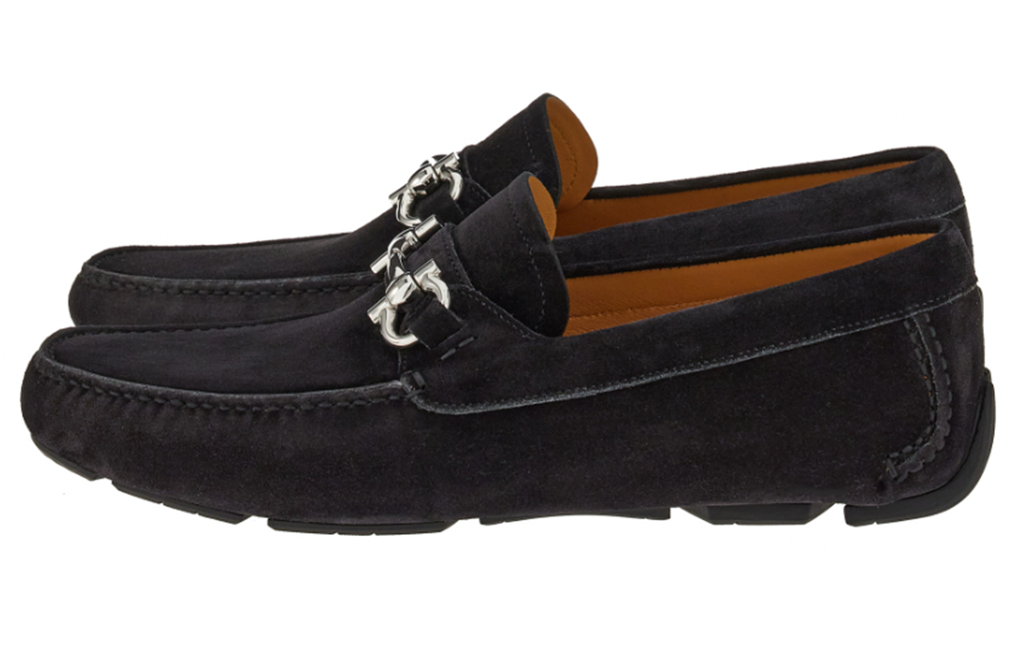 Order FERRAGAMO菲拉格慕 絨面 圓頭套穿 男性休閒款 黑色