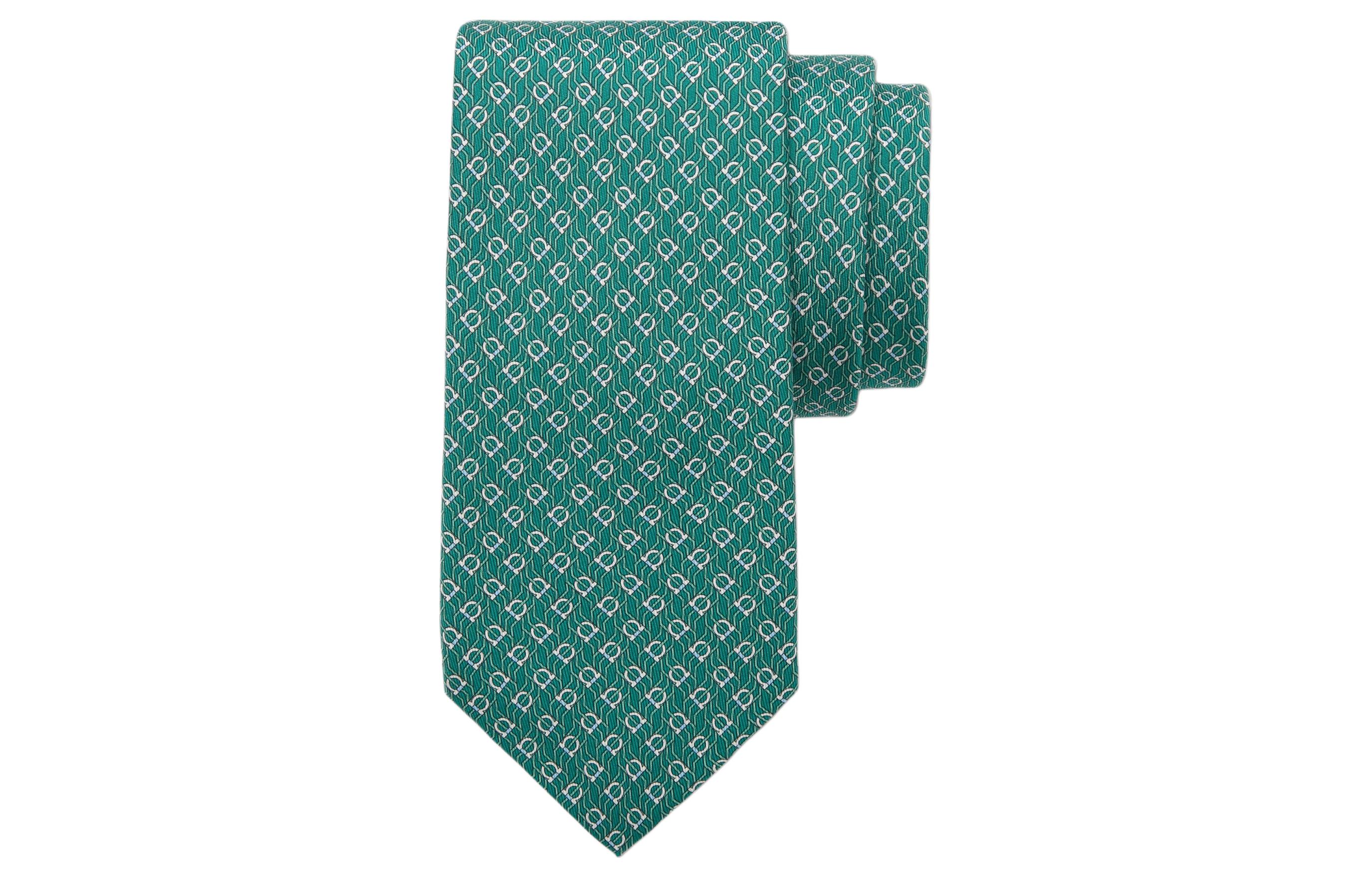 Order FERRAGAMO Tetris Print Green Tie for Men 350950768568