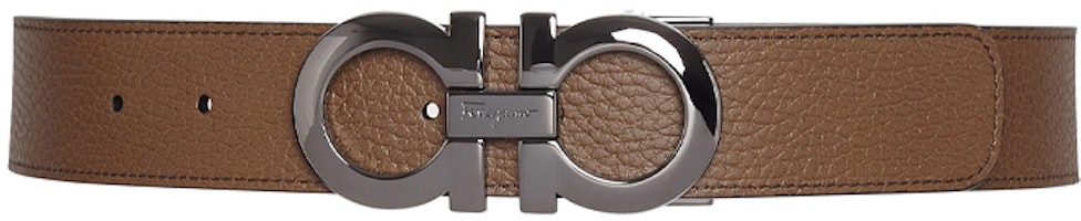 Ferragamo Textured Bracelet Buckle Leather Belt Brown/Black 3.5cm 675542-705614 Ferragamo Textured Bracelet Buckle Leather Belt Brown/Black 3.5cm 675542-705614