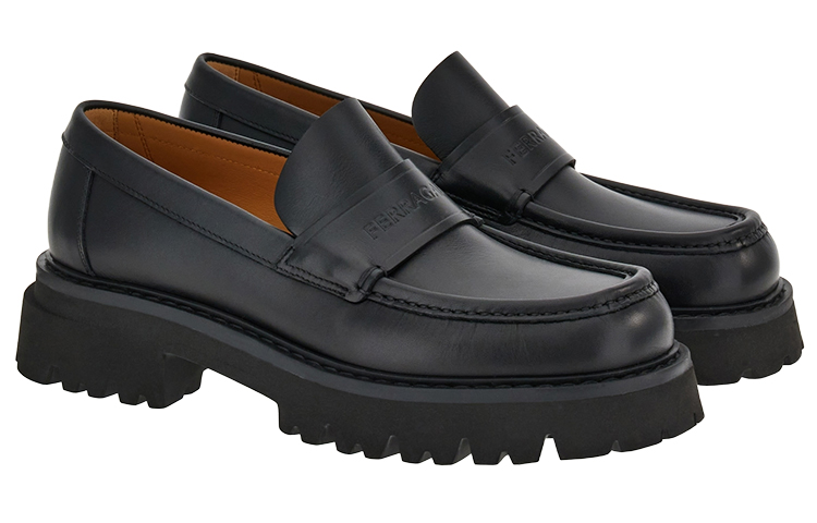 Order FERRAGAMO 厚底黑色一脚蹬乐福鞋 021723-762686