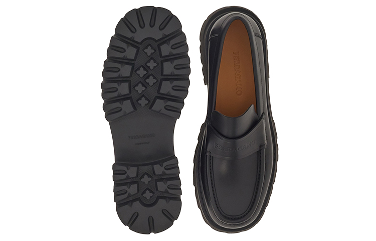 Purchase FERRAGAMO 厚底黑色一脚蹬乐福鞋 021723-762686