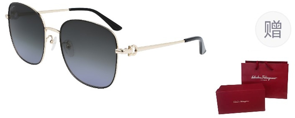 페라가모 유니섹스 골드 메탈 사각 선글라스 UV 차단 여행 스타일 SF232SK 4