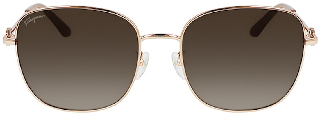 페라가모 유니섹스 골드 메탈 사각 선글라스 UV 차단 여행 스타일 SF232SK 2