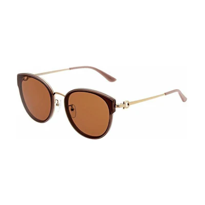 FERRAGAMO Unisex Round Metal Sunglasses Brown UV Protection Fashion. SF255SK25262