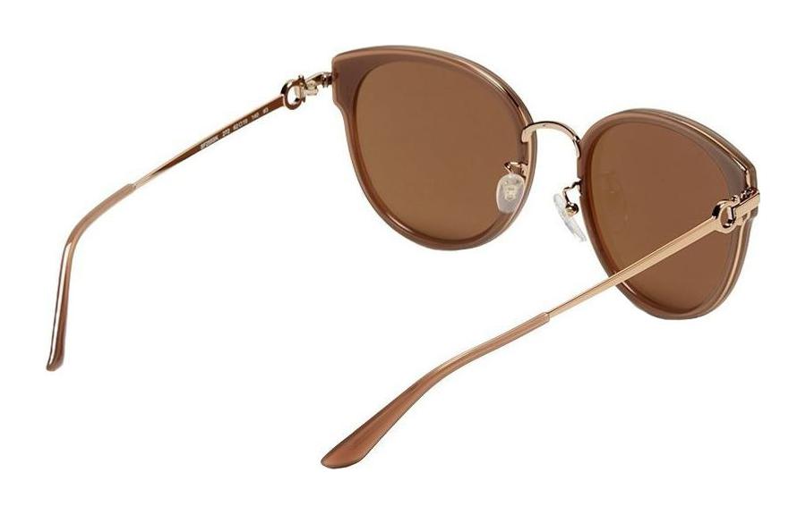 Shop フェラガモ ユニセックス 丸型メタルサングラス ブラウン UVカット ファッション. SF255SK25262