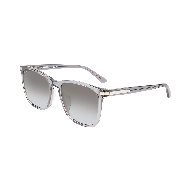FERRAGAMO Unisex Silver Square Sunglasses UV Protection Trendy Casual Design SF1098SLBK02058