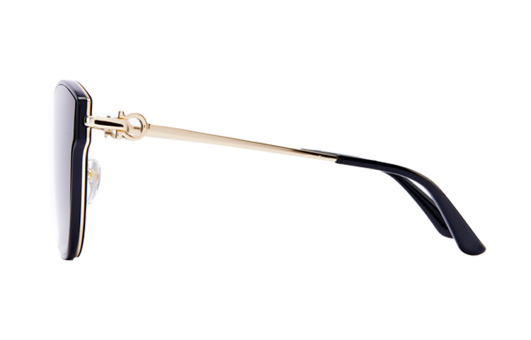 Details for FERRAGAMO 男女同款防紫外线金属不规则太阳镜 黑色/棕色 SF255SK