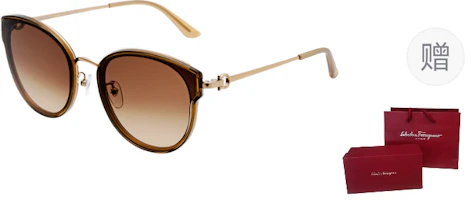 Sizing FERRAGAMO Unisex UV Protection Metal Irregular Sunglasses Black/Brown SF255SK