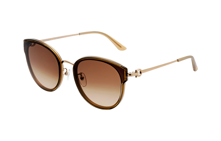 Cheap FERRAGAMO 男女同款防紫外线金属不规则太阳镜 黑色/棕色 SF255SK