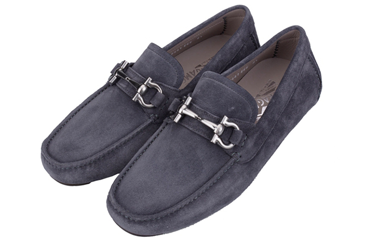 FERRAGAMO Vara 'Blue Grey Suede Loafers' 圖 3