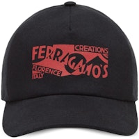 FERRAGAMO Venna Logo Printed Cotton Black Cap for Men. 776225 FERRAGAMO Venna Logo Printed Cotton Black Cap for Men. 776225