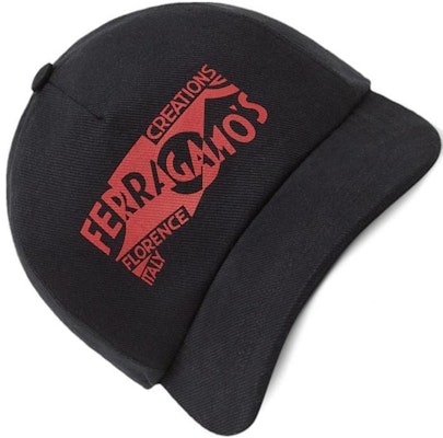 FERRAGAMO 男士Venna Logo印花純棉黑色帽。 776225 Lookbook FERRAGAMO 男士Venna Logo印花純棉黑色帽。 776225