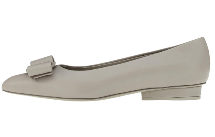 FERRAGAMO Viva 'Grey Nappa Leather Flats'