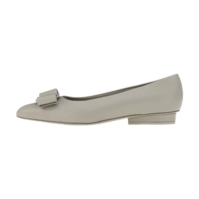 FERRAGAMO Viva 'Grey Nappa Leather Flats'