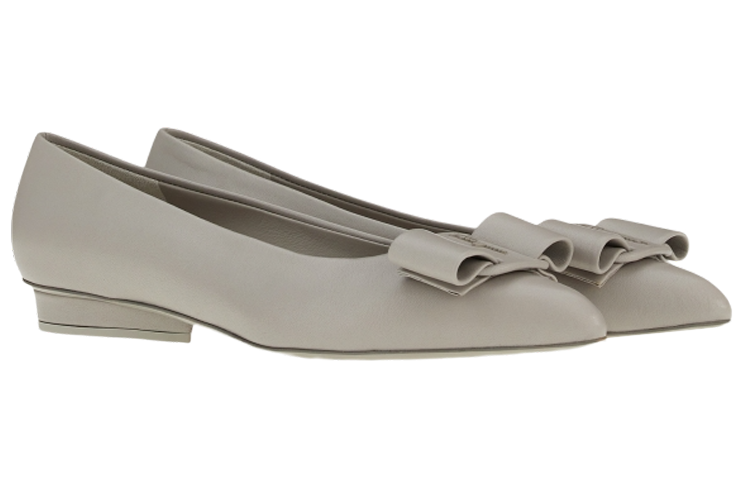 FERRAGAMO Viva 'Grey Nappa Leather Flats' 圖 2