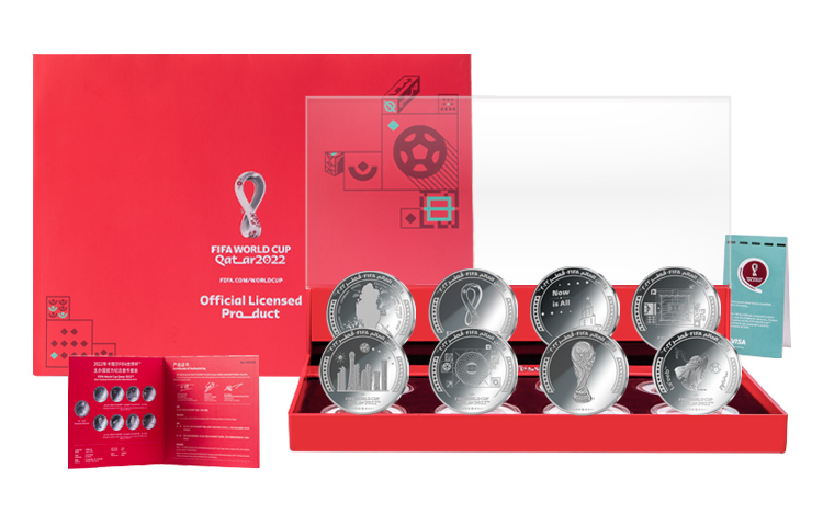 FIFA World Cup Qatar 2022 FIFA Official Commemorative Coin Set (8 Coins) - World Cup Memorabilia. KATAR-010-1017
