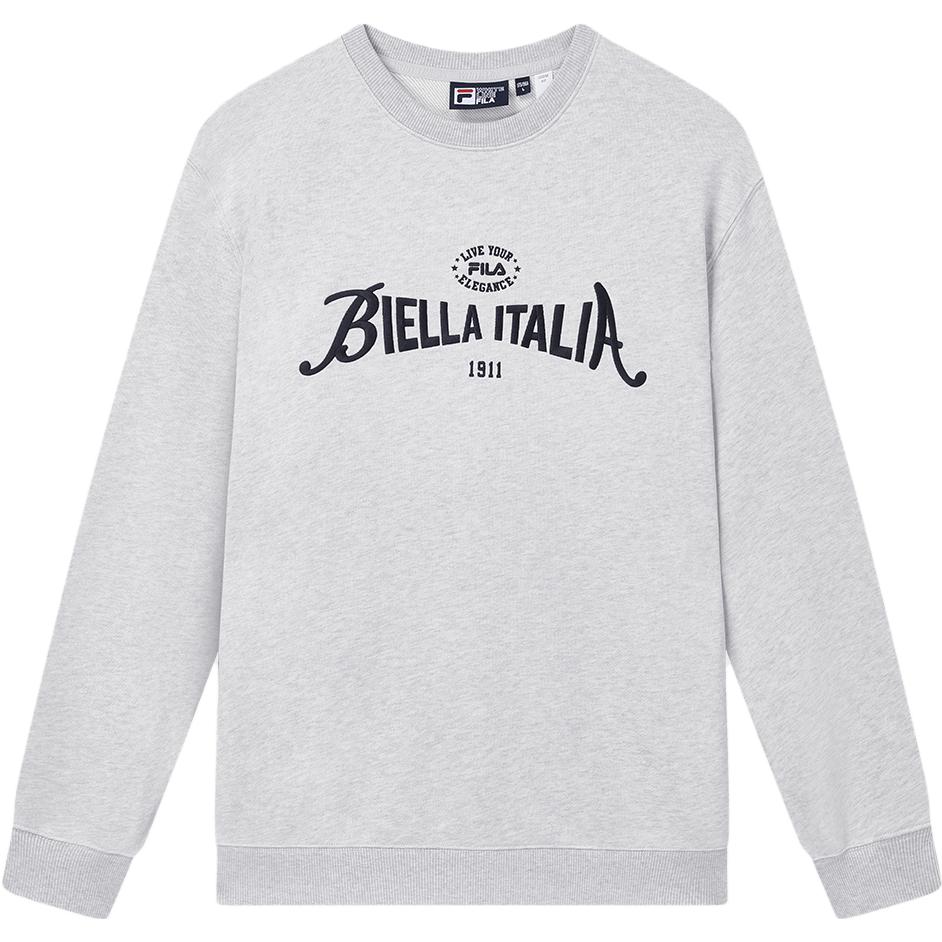 FILA2 Retro Ivory Heather Gray Crewneck Sweatshirt - Fall Loose Fit Unisex Pullover F11U339206F-MG
