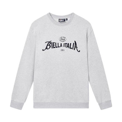 FILA2 Retro Ivory Heather Gray Crewneck Sweatshirt - Fall Loose Fit Unisex Pullover F11U339206F-MG
