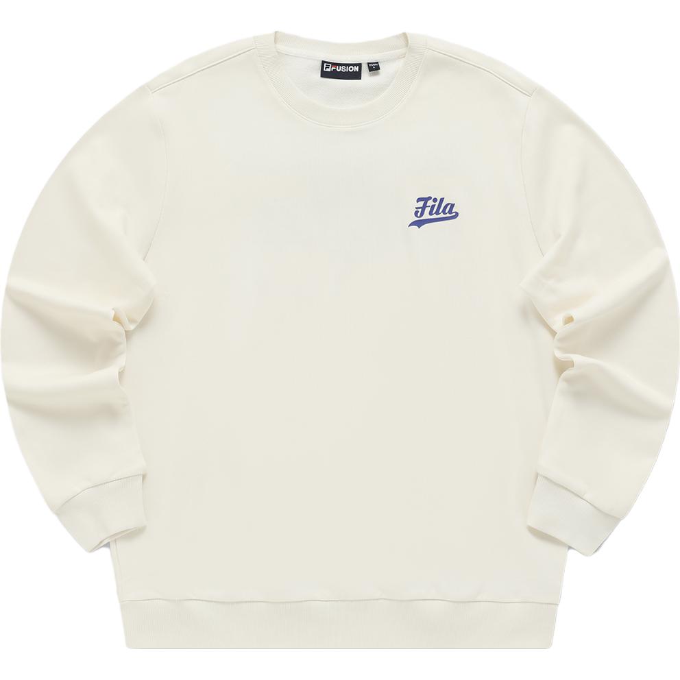 FILA 2023 Winter White Cotton Crewneck Knit Pullover Sweatshirt Long Sleeve T11M342205F-WT
