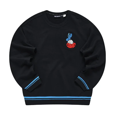 FILA 3D Embroidered Logo Rabbit Design Casual Loose Crewneck Sweatshirt Black T11M313208F-BK