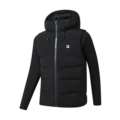 FILA 2-in-1 Zipper Design Logo Print Down Jacket - Deep Black. A51M241905F-BK