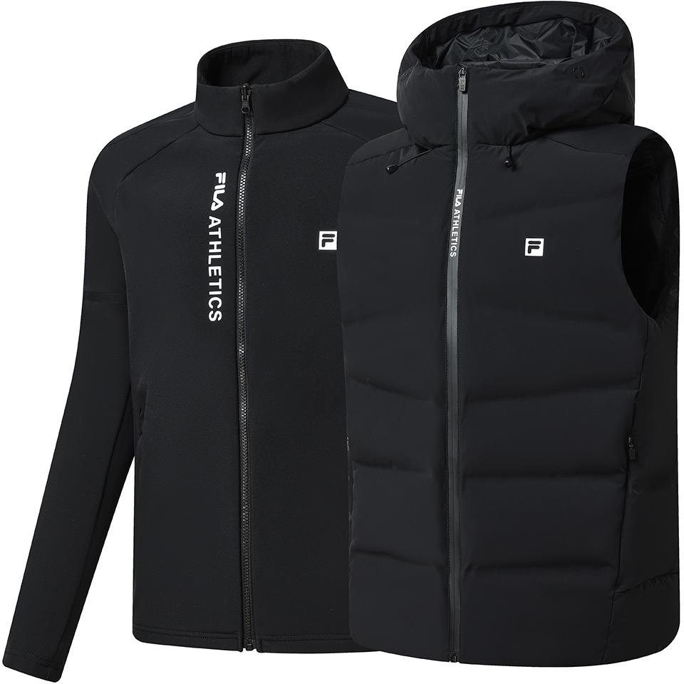 FILA  2-in-1 Zipper Design Logo Print Down Jacket - Deep Black. A51M241905F-BK 圖 4