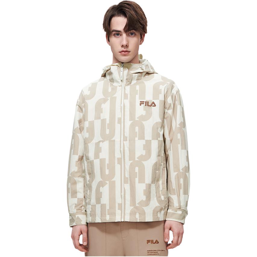 Sizing FILA ベージュ レタープリント ウーブンジャケット F11M319707F-IV