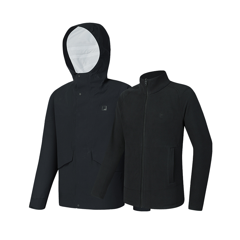 FILA  Black 3-in-1 Waterproof Windproof Hooded Fleece Jacket. A51M441702F-BK