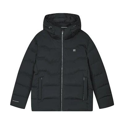 FILA Black Basic Hooded Down Jacket - Casual Warm Fashion Staple. F11M347902F-BK