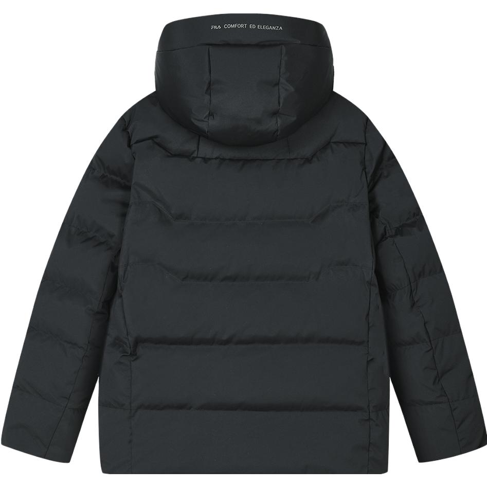 Lookbook FILA ブラック ベーシック フード ダウンジャケット - カジュアルで暖かい定番。 F11M347902F-BK